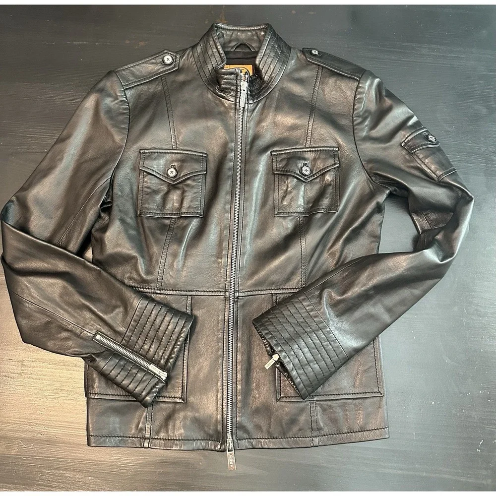 Tory Burch Black Leather Moto / Biker Jacket - Soft Leather‎ *Size 10 /Medium